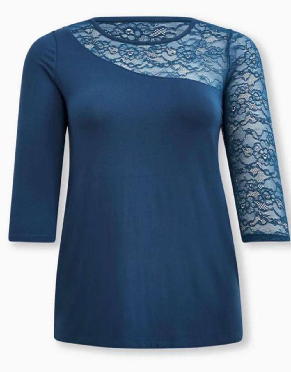 Torrid Super Soft Blue Lace Neckline Fitted Top Plus Size 3X